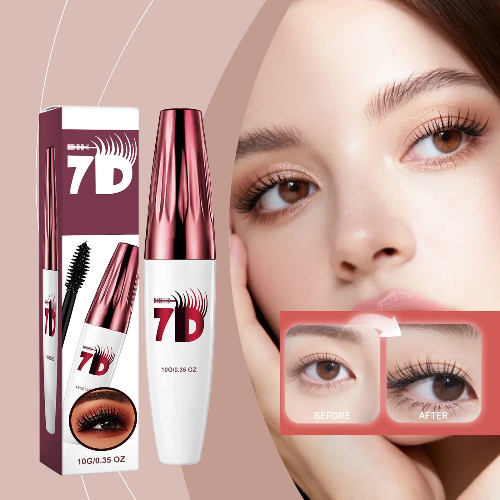 Mascara Super Volumizzante Impermeabile, Effetto Allungante per Ciglia, Fibra di Seta Nera, Infoltente, Anti-sbavatura, Cosmetico per Occhi