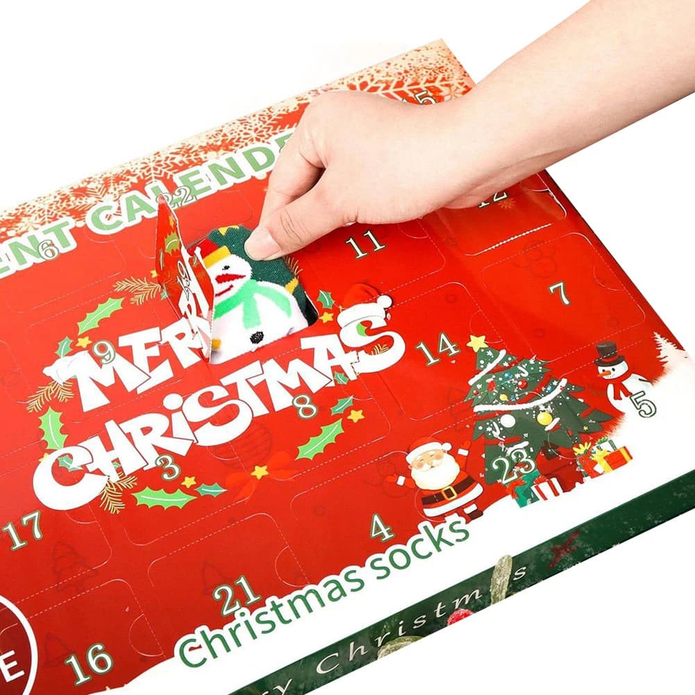 Calzini natalizi Calendario dell'Avvento 2024 Calendario dell'Avvento di Natale con 12 paia di calzini divertenti e colorati Regali di Natale per donne e uomini