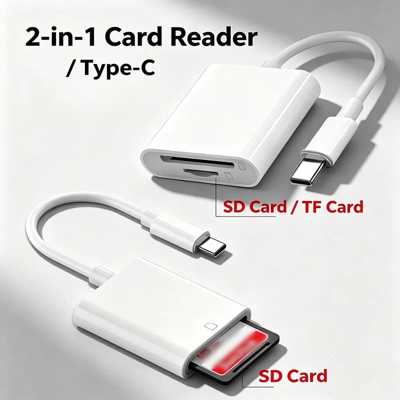 1PC/ 2PCS Type-C Card Reader, SD/TF Memory Card Adapter, USB-C for Phone PC Laptops