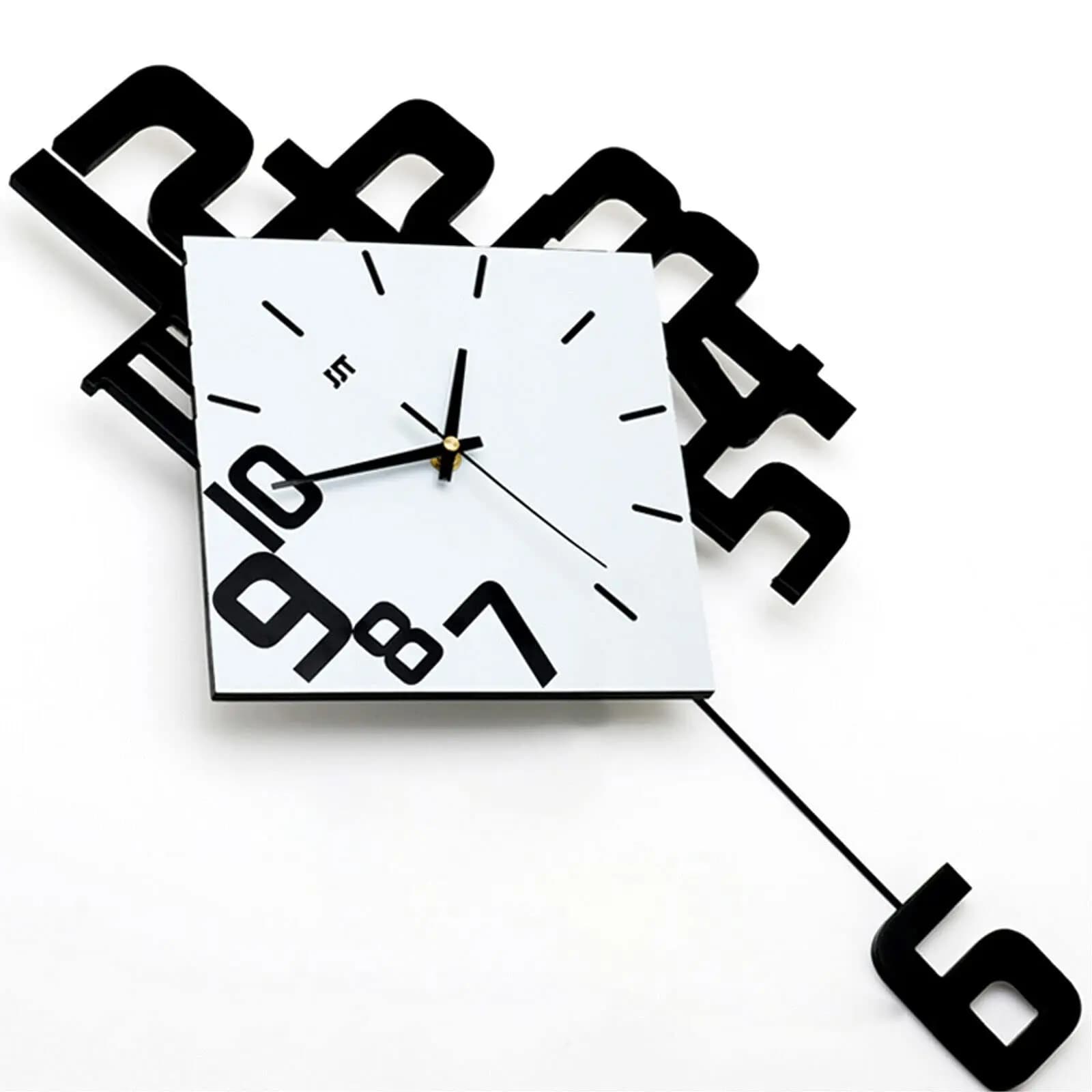 YIYIBYUS Mirror Surface Large Modern Pendulum Silent Wall Clock Swing Clock, Modern Wall Clock Without Frame Large Wall 3D