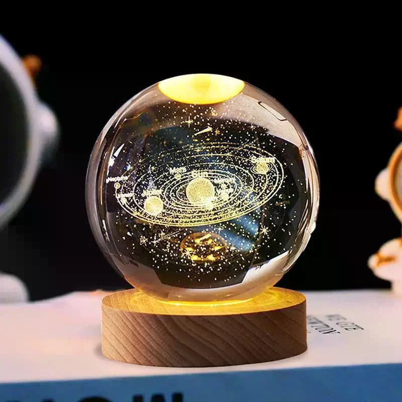Sfera di Cristallo USB Luminosa con Incisione 3D Interna, Regalo Creativo, Ornamento da Scrivania, Luce Notturna
