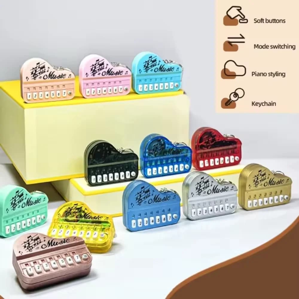 Giocattolo Musicale Creativo, Mini Pianoforte Elettronico Portachiavi con 7 Tasti Luminosi, Ciondolo per Zaino per Bambini e Adulti, Regalo per Bambini e Adulti