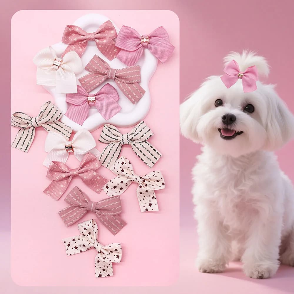 2PCS Cute Dog Hair Clips Multi-Style Dog Bows With Metal Clips Long-Hair Pet Hairpins For Large Dogs Pet Groomming Accessories