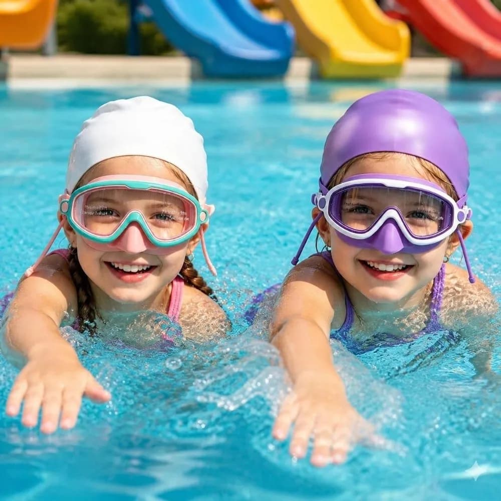 Anti-Fog Swim Goggles UV Protection Leak-proof Swim Goggles Cap Set Wide View PC Glass Silicone Swim Cap Racing Swim