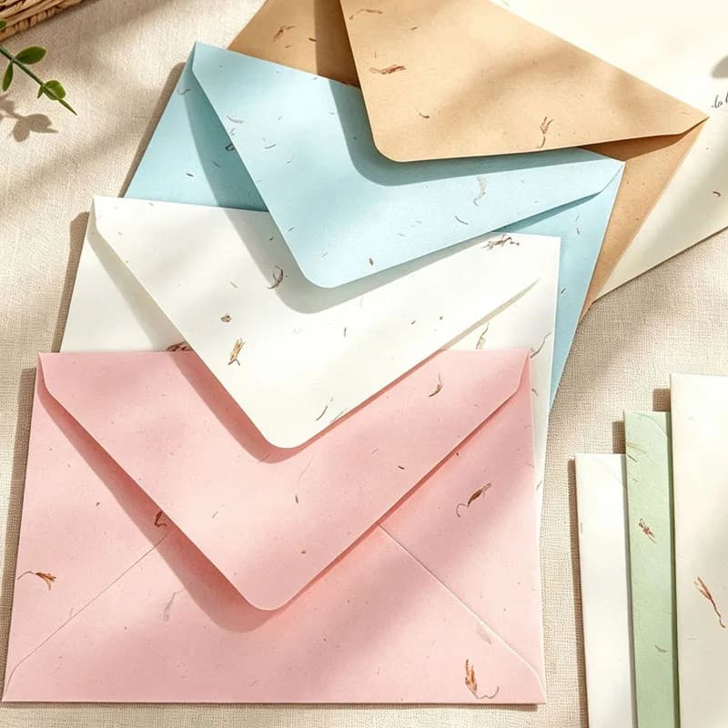 50pcs 16.5x11cm Bauhinia Flower Petals Envelopes for Wedding 120g Art Paper Invitation Business Stationery Supplies Storage Bag