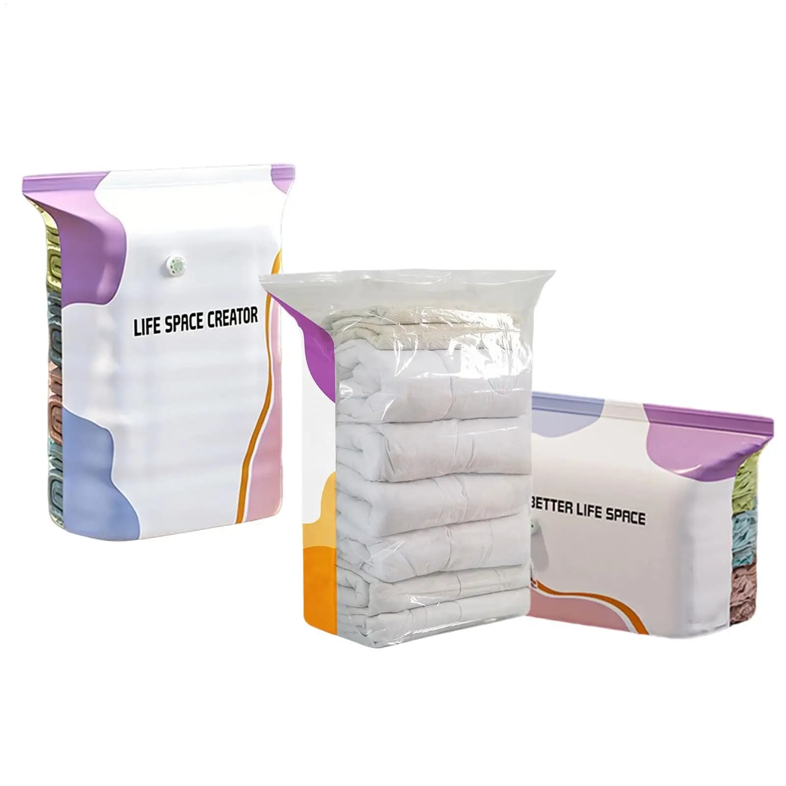 3Pcs Upright Storage Bag No Pump Vacuum Storage Bags Reusable Airtight Travel Compression Bags For Travel Clothing Pillows