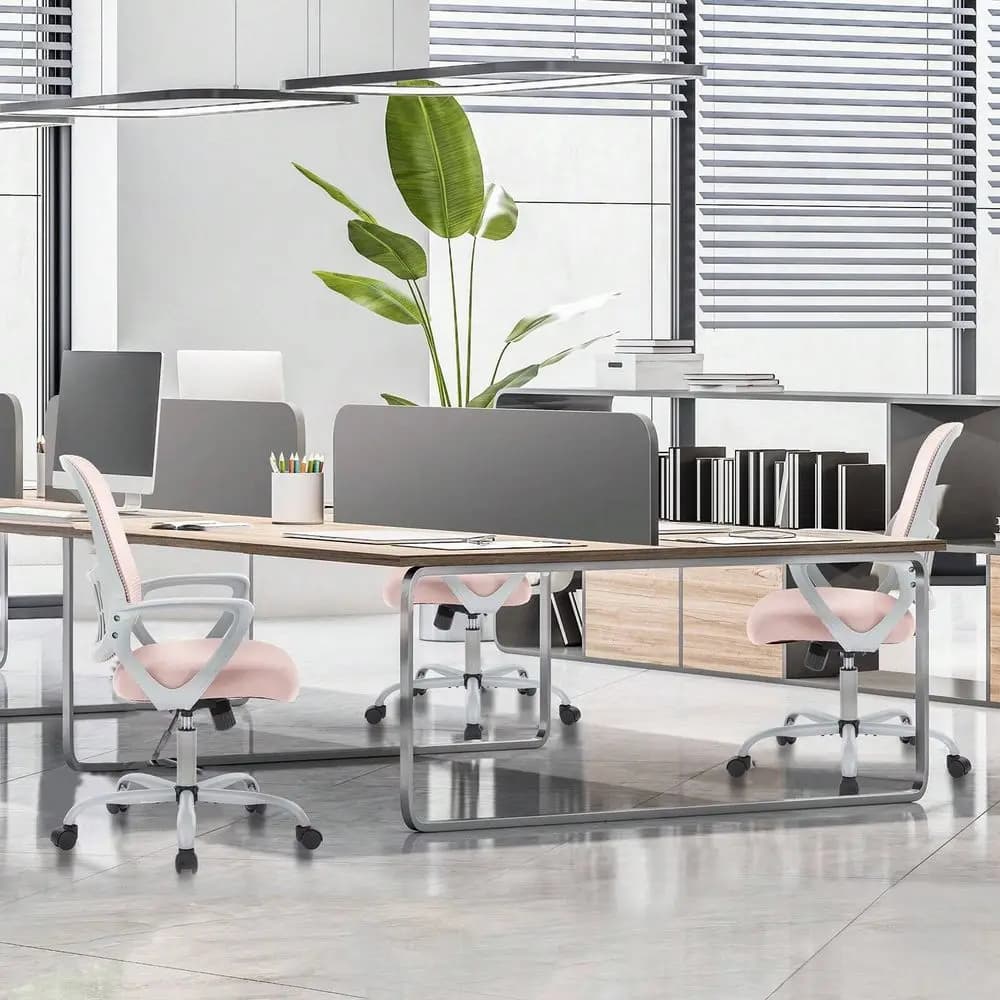 Sedia da Ufficio Ergonomica, Sedia da Scrivania in Rete con Braccioli Fissi, Sedia Direzionale per Computer con Cuscino in Schiuma Morbida
