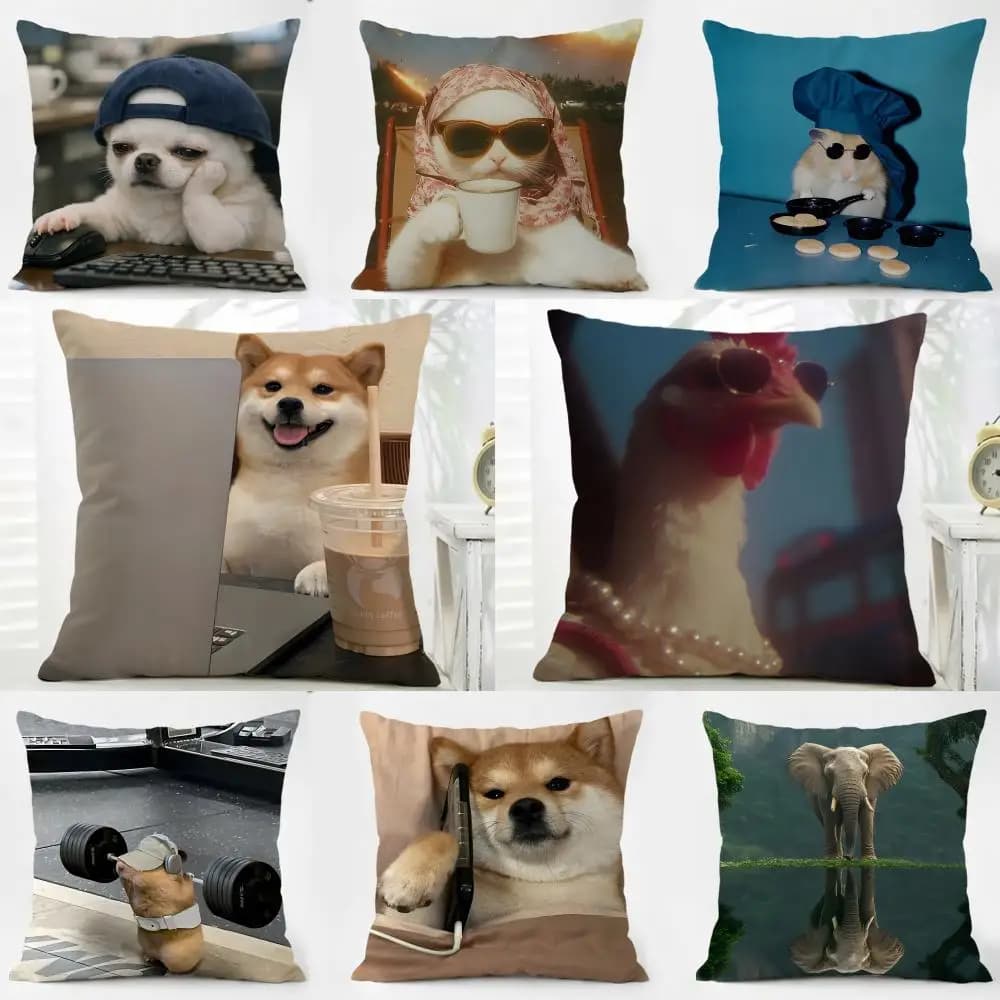 Fodera per cuscino in lino lavabile con motivi animali selvatici diversi, morbida, per divano, letto, casa, decorazione quotidiana