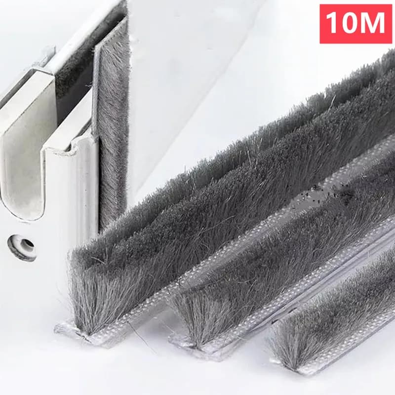 Striscia di tenuta per porte e finestre da 10 m Guarnizione per spazzole insonorizzate Striscia di tenuta elastica per capelli lisci Striscia di tenuta per porte e finestre ecc.