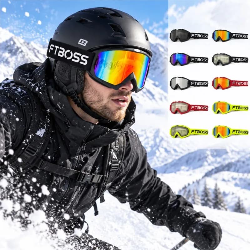 Adult Ski Goggles Usable at Night Wind Snow Protection for Ski Motorcycle Riding Adjustable Strap Protective Eyewear