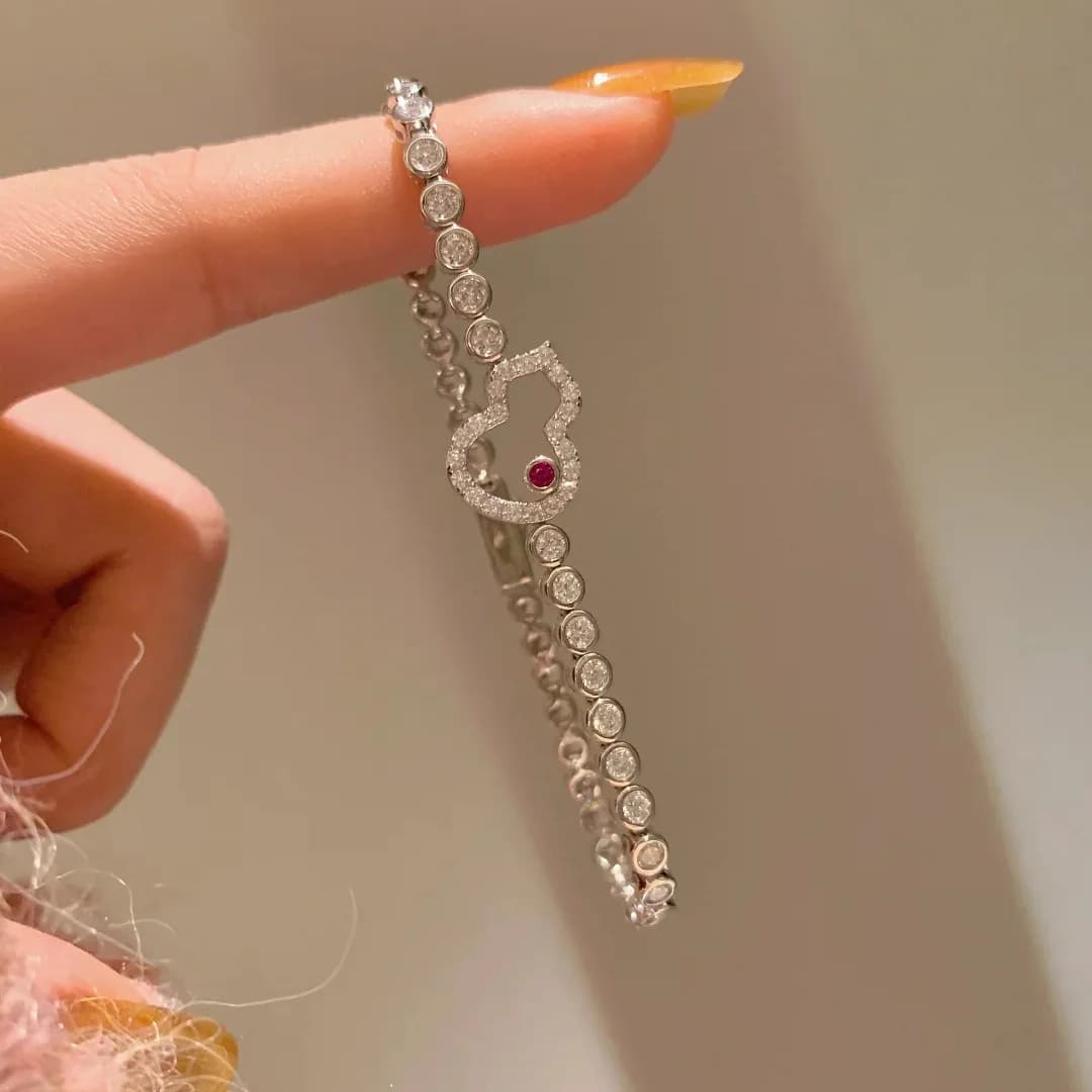 Foydjew 2024 di Nuovo Modo Zucca Design Gioielli Intarsiato Zircone Braccialetti Catena Per Le Donne Squisito Elegante Accessori A Mano