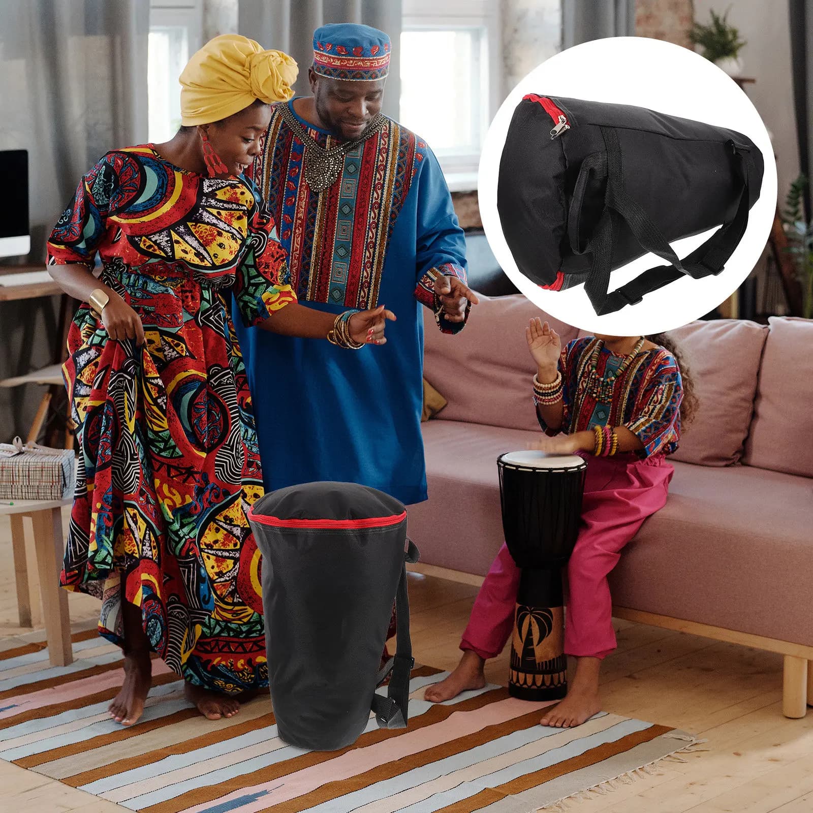 Borsa per Tamburo Africano, Zaino per Djembe, Custodia Protettiva in Nylon Resistente per Tamburo da Terra Portatile, Leggera e Pratica