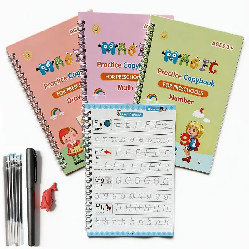 4 English Calligraphy Practice Sets Calligraphy Groove 4 Different Groove Numbers Books English Alphabet Writing Activity