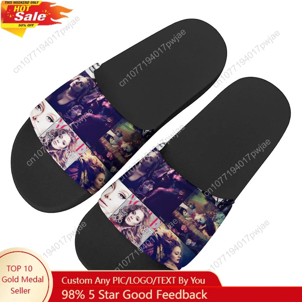 Adele Singer Poster Slippers Home Outdoor Casual Water Shoes Men Women Teenager Beach Pool Sandals Summer Slipper