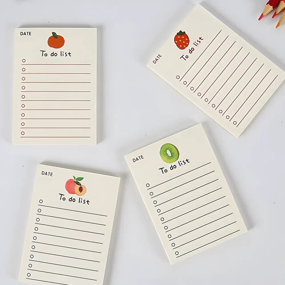 50 fogli Lista delle cose da fare Blocco note Carino Cancelleria scolastica Note nel Blocco note portatile Forniture per ufficio Quaderno di frutta Blocco note per messaggi