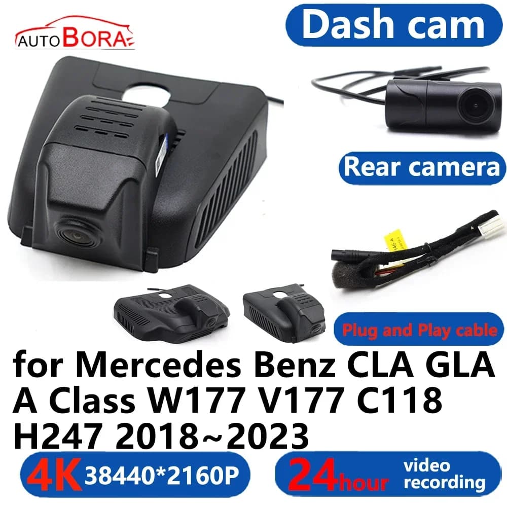 Autocora 4K Wifi 3840*2160 Car DVR Dash Cam Camera 24H Videos for Mercedes Benz CLA GLA class A W177 V177 C118 H247 2018 ~ 2023