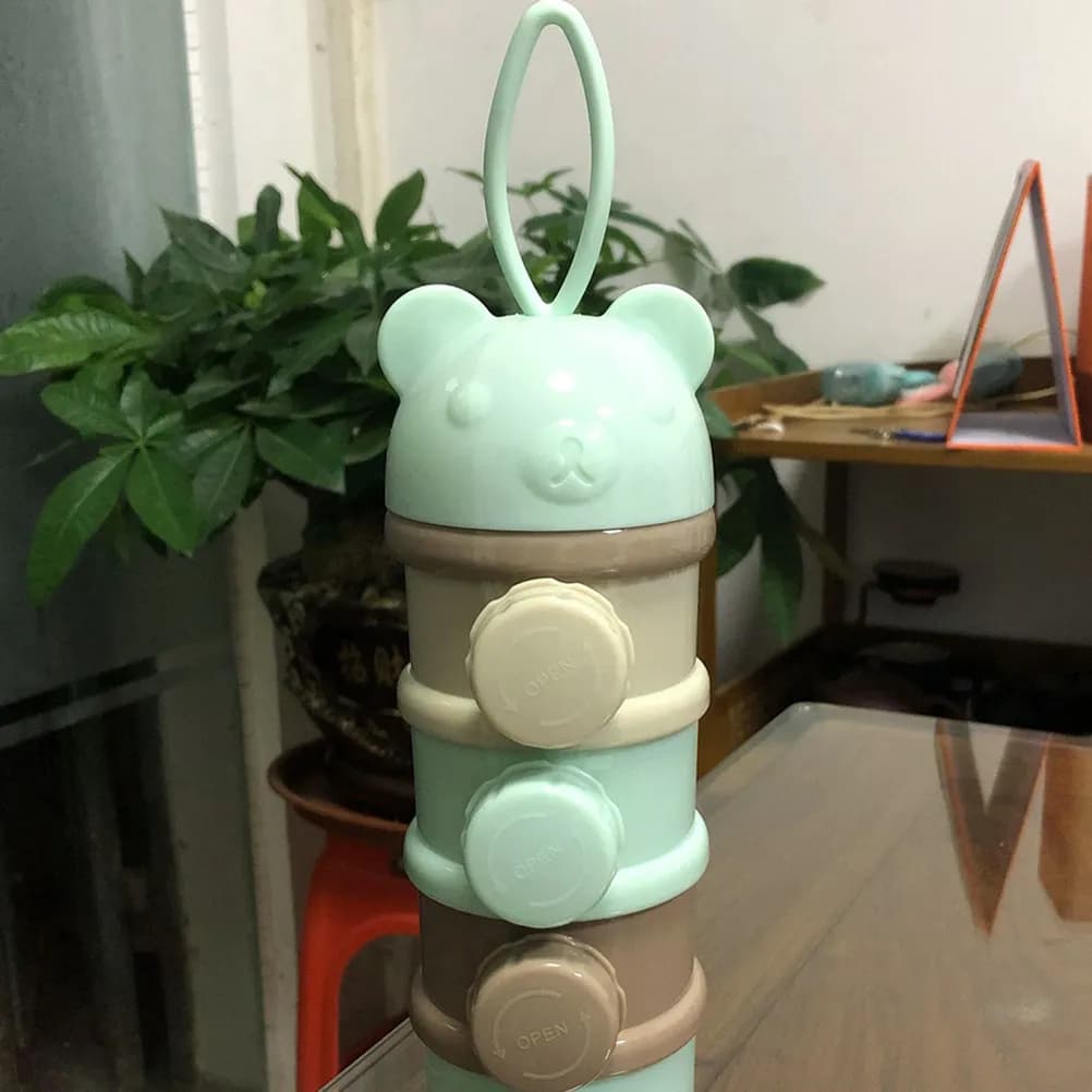 Dispenser impilabile per latte in polvere da 2 pezzi, contenitore portatile a 4 strati anti-goccia per snack e proteine in polvere da viaggio per bambini