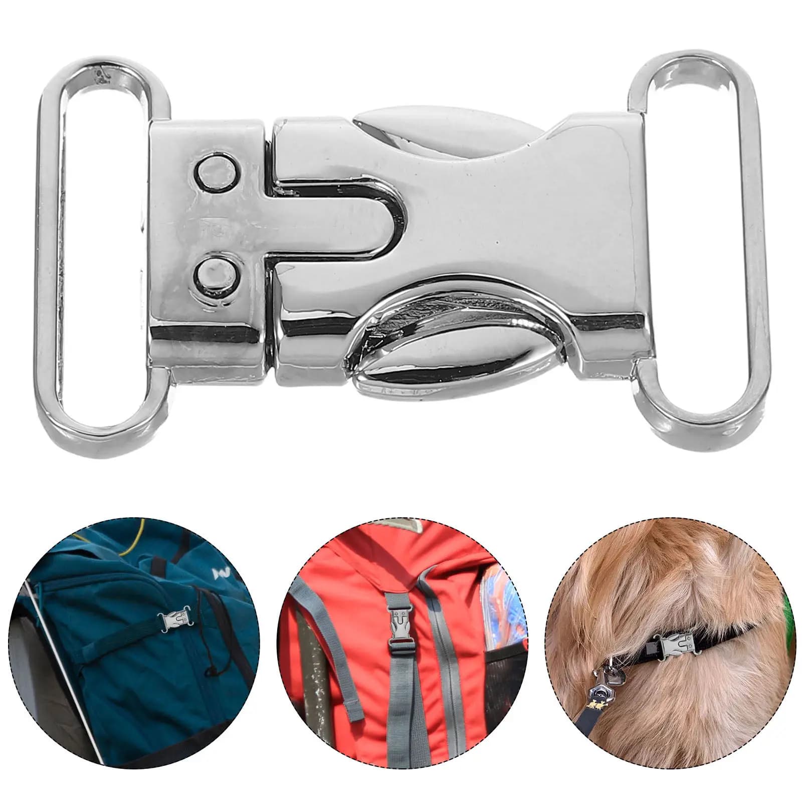 5 Pezzi Fibbie a Sgancio Rapido Argento Piatte Incisionabili per Cinghie, Collari per Cani, Braccialetti in Paracord, Imbracature, Zaini