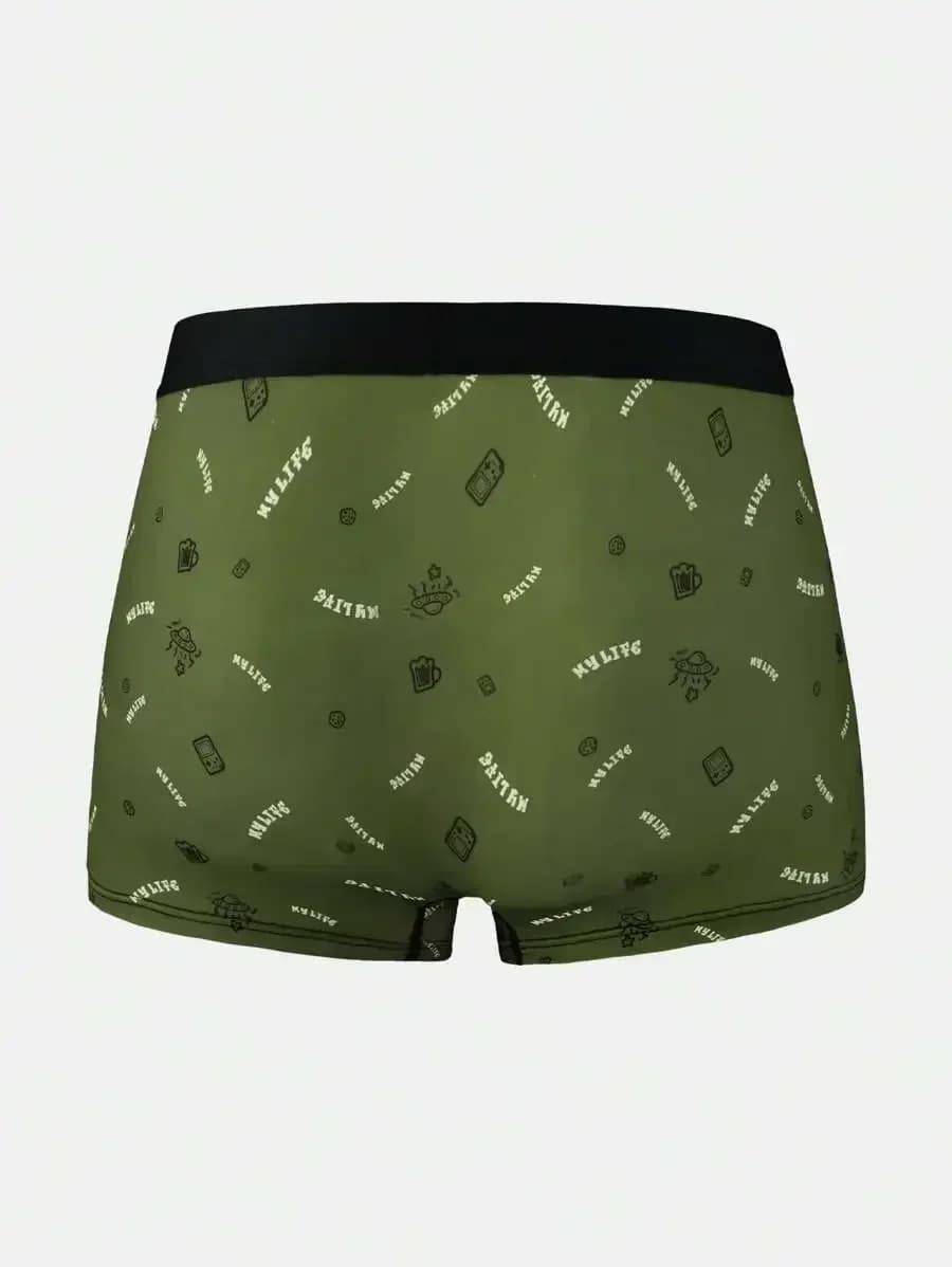 Mens Casual Letter Printed Boxer Shorts 3 Pack