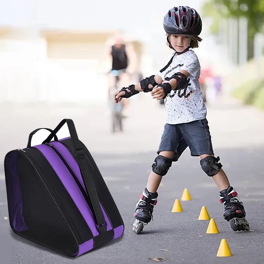 Portable Roller Skates Bag Ski Snow Boots Bag Large Capacity Breathable Kids Inline Skates Bag Ice Skating Shoes Storage Bags