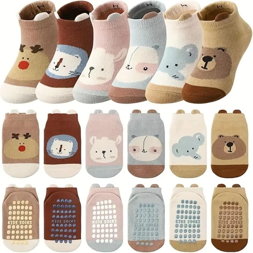 1Pair New Cotton Kids Cotton Socks Non-slip Soft Baby Floor Socks Breathable Cartoon Animal Socks Boys and Girls