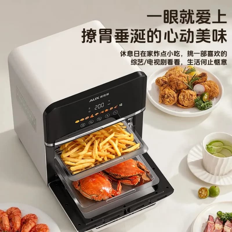 AUX Air Fryer, Household, with Visible Window, Fully Automatic, Multifunctional Touchscreen Oven and Air Fryer Combo.