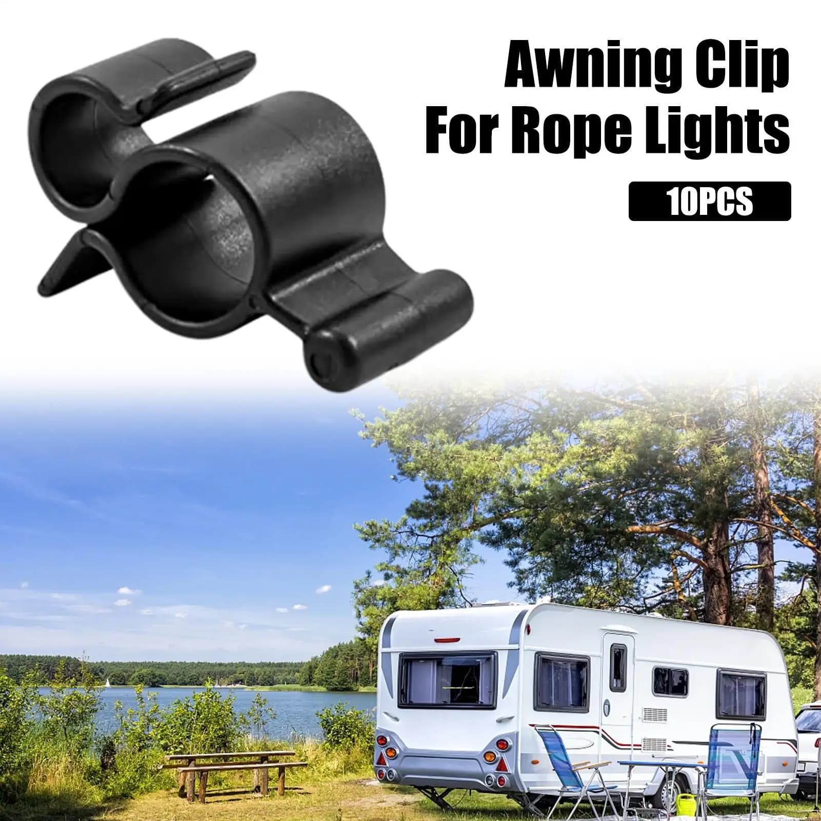 Ganci per tenda da sole per camper 10 pezzi Clip per tenda da sole per luce a corda Gancio per slot per bordo tenda da sole per camper per appendere cavi a strisce luminose a LED Luci a corda per esterni