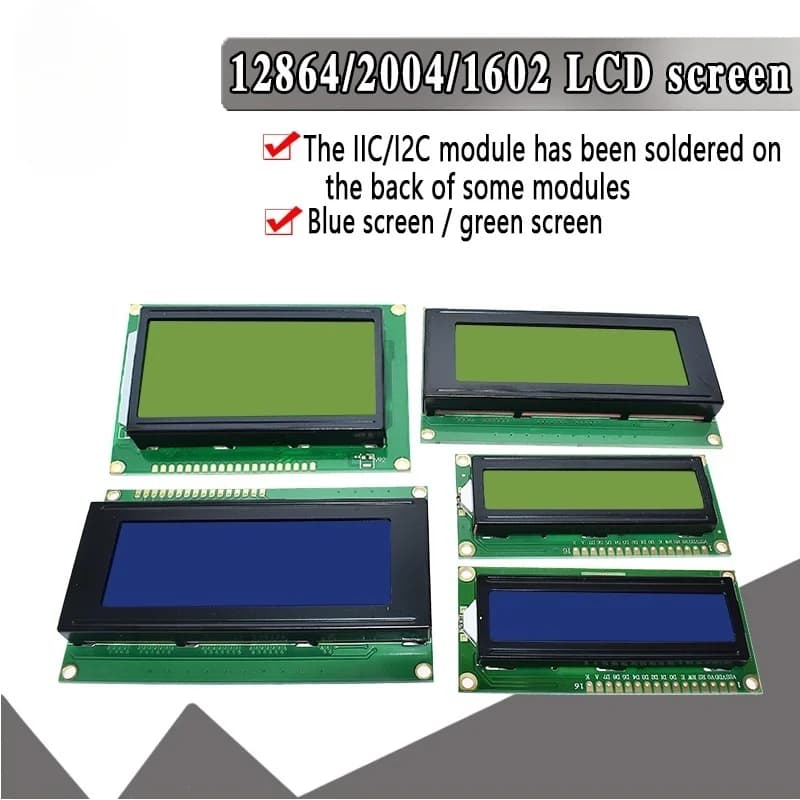 Modulo LCD 1602 2004 con Schermo Blu-Verde per Arduino, Display LCD 16x2 20X4 Caratteri UNO R3 Mega2560 con Interfaccia PCF8574T IIC I2C