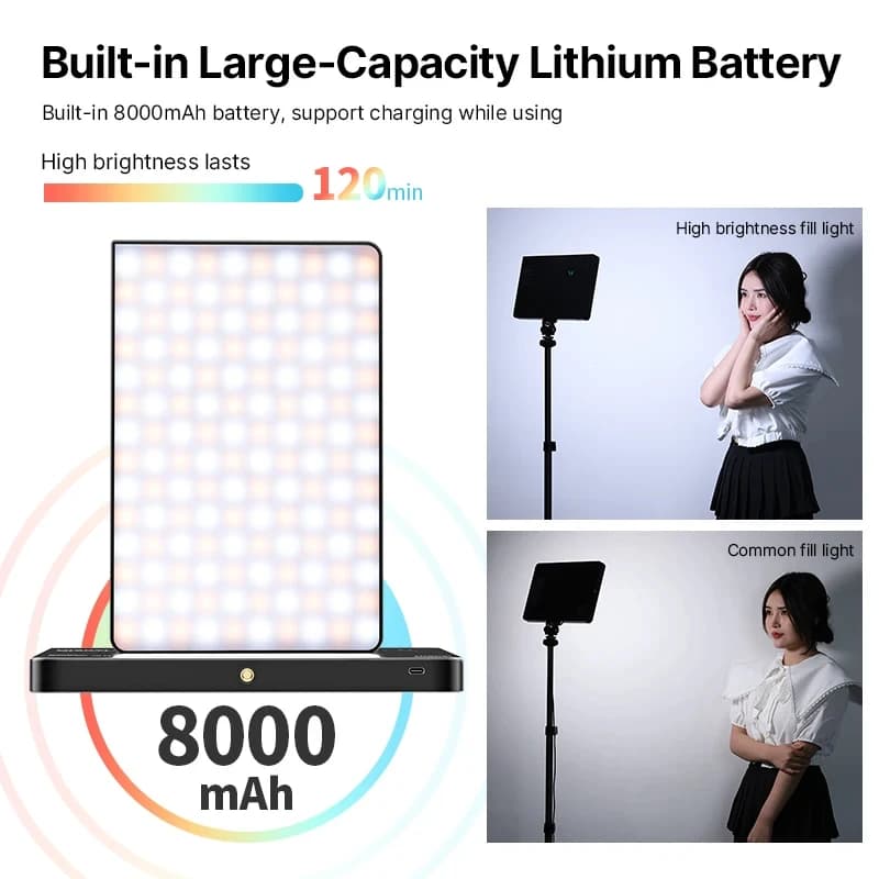 Ulanzi LT003 2500K-9500K Lampada da studio 10 pollici RGB LED Pannello luminoso video Luce per fotocamera Lampada live ricaricabile a colori 8000mAh