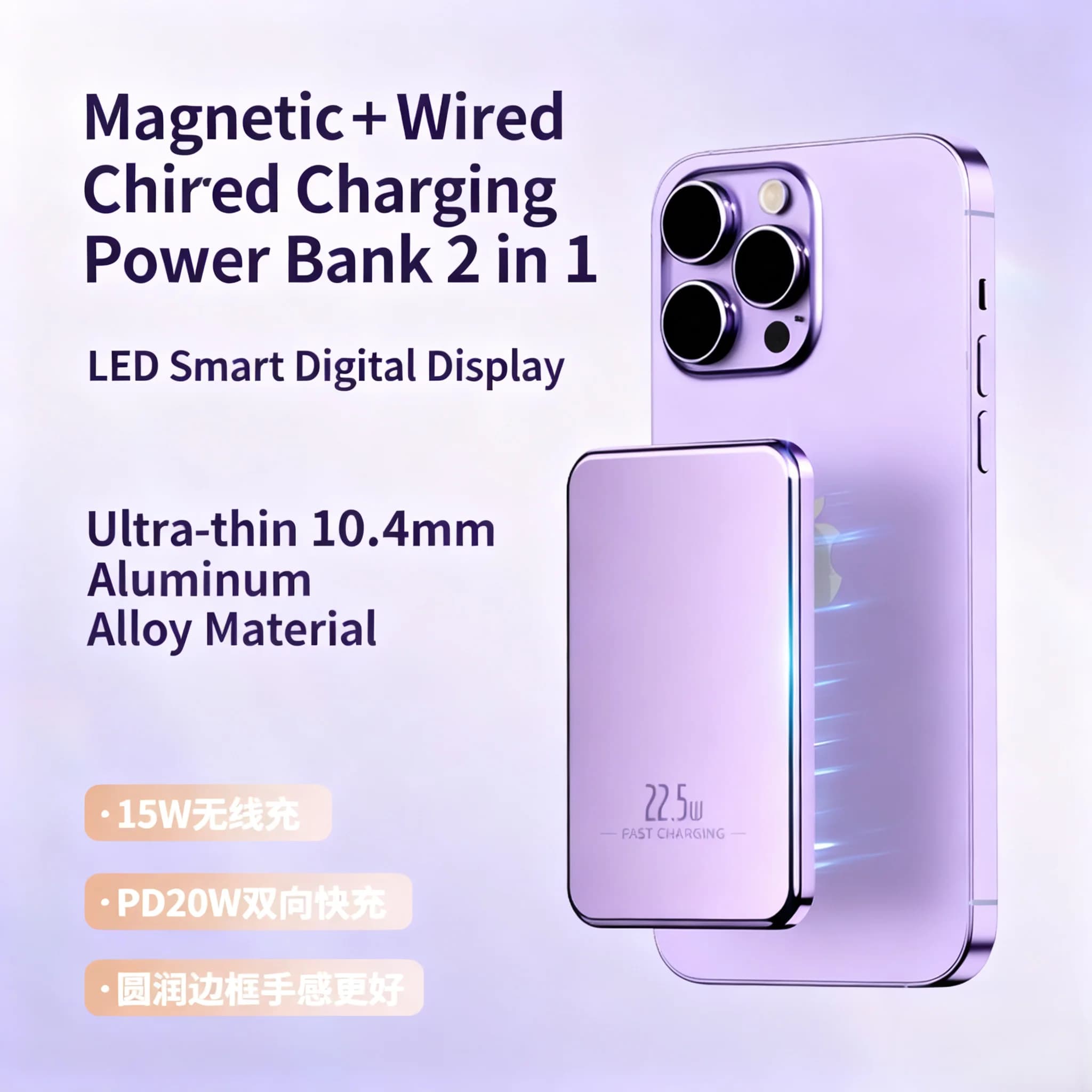 New Slim Magnetic Wireless Power Bank 10000mAh For Magsafe Fast Charge Portable External Battery For IPhone 17 16 15 Samsung