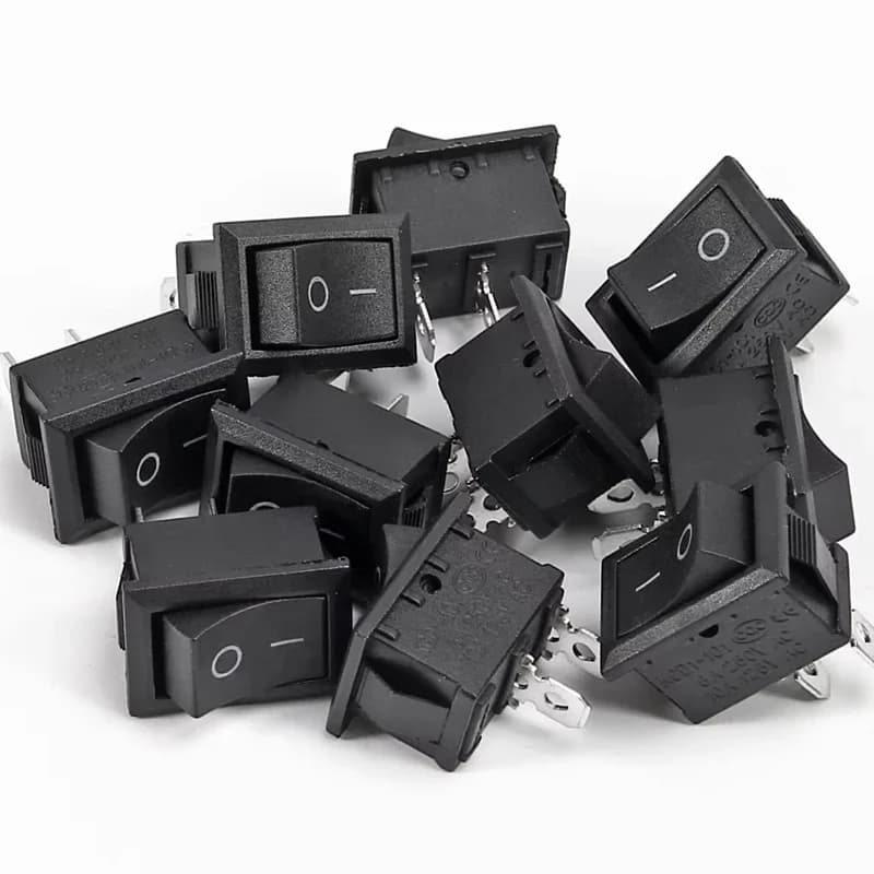 15pcs Mini Rocker Switch SPST Black and Red Snap in Switches Button AC 250V 3A / 125V 6A 2 Pin I/O 10*15mm On-off Switch Rocker