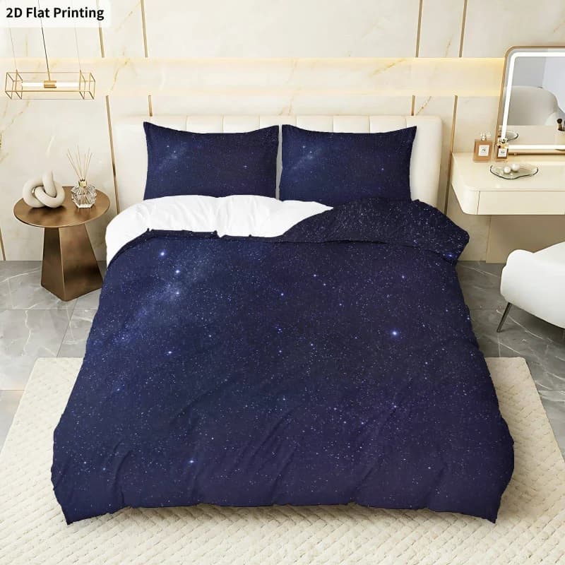 3PCS Duvet Cover, 1 Duvet Cover + 2 Pillowcases (Without Filler), Starry Sky Theme