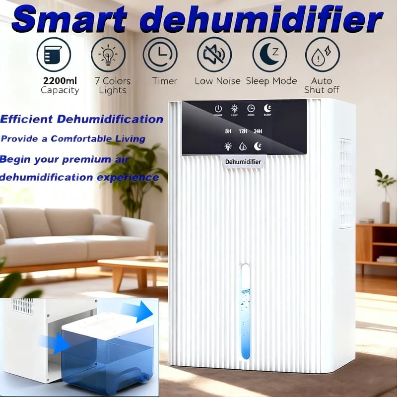 Deumidificatore domestico portatile Purificatore d'aria Assorbitore di umidità Dispositivo di asciugatura anti-umidità per il seminterrato Armadio Camera da campeggio