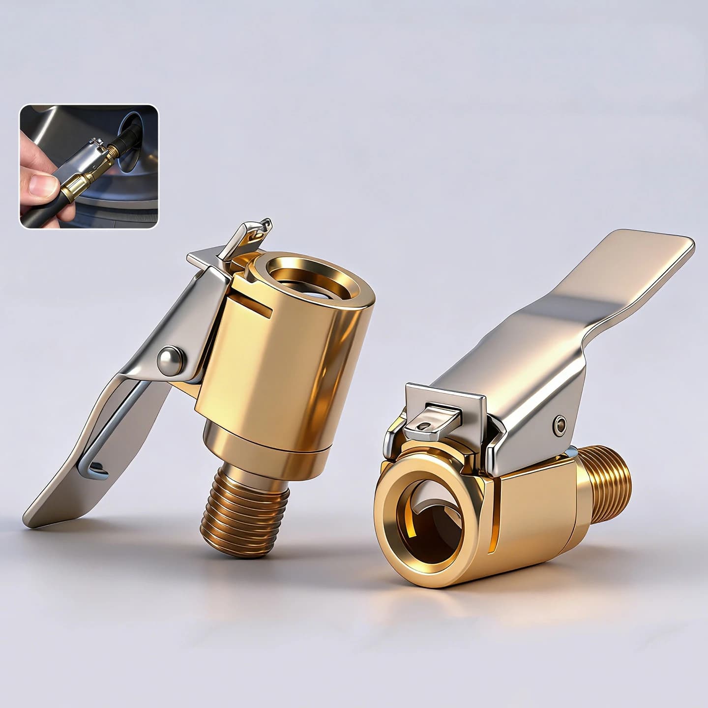 Adattatore per Gonfiaggio Pneumatici in Ottone con Blocco, per Conversione da Connessione a Vite a Blocco, Senza Perdite d'Aria, per Compressore d'Aria