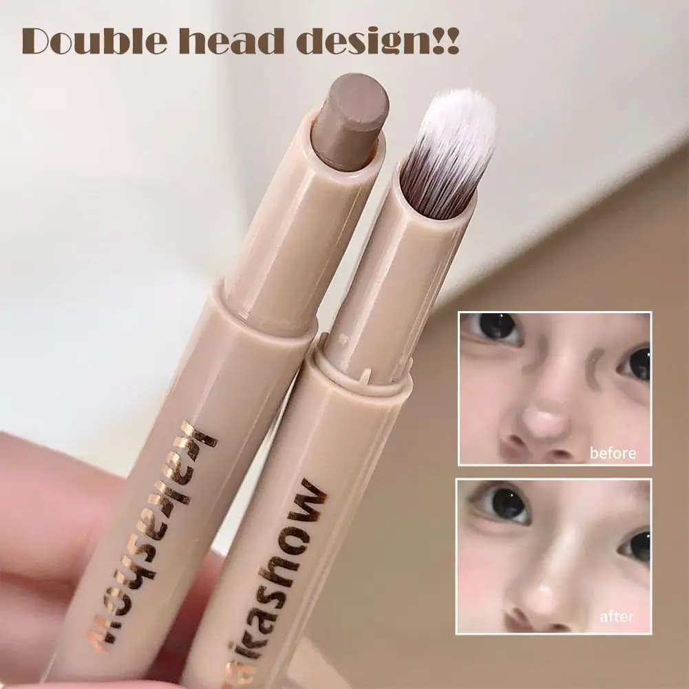 Penna Contorno Viso Effetto Crema con Pennello, Stick Ombreggiante Naso Naturale 3D Illuminante per Scolpire il Viso
