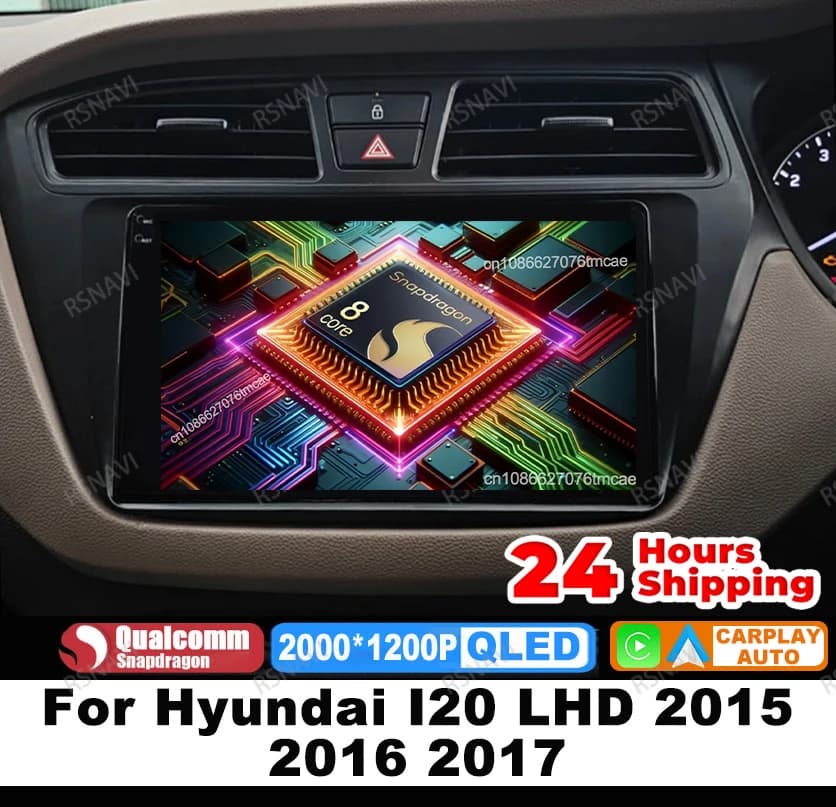 Autoradio Android 15 Per Hyundai I20 RHD 2015 2016 2017 GPS BT 4G LTE DVD Viedo Lettore DSP Wireless Carplay Auto QLED di Navigazione