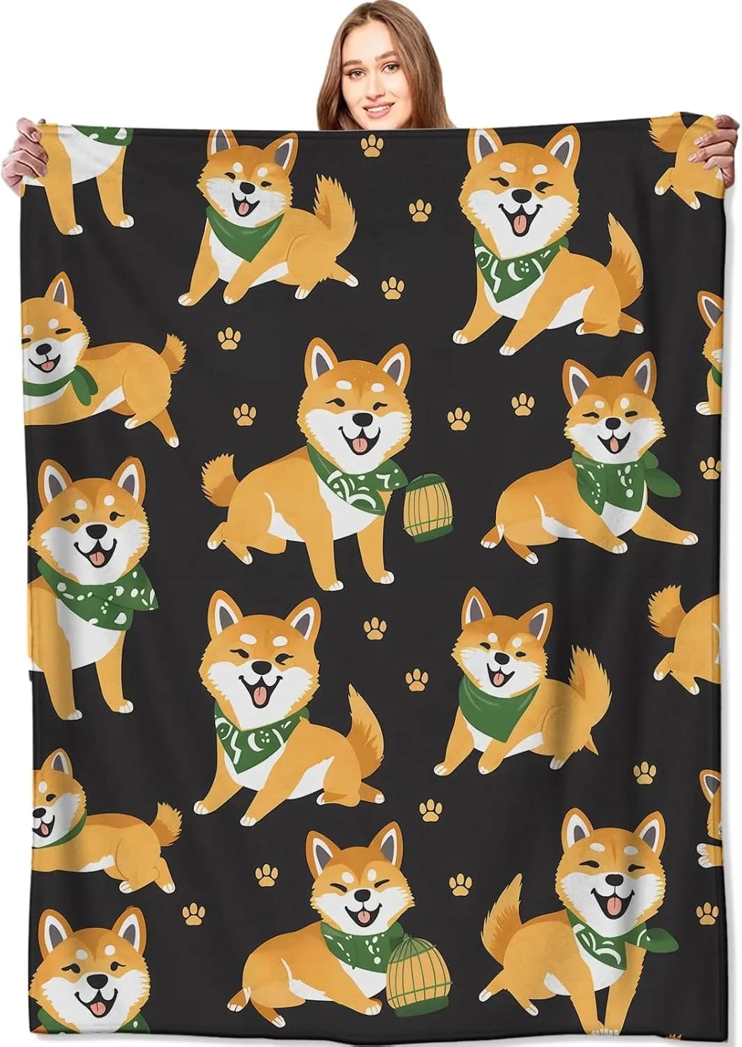 1PC Cani adorabili Coperte sottili da tiro Regali per un amico Divano letto Auto Casa Campeggio Per animali Amanti Shiba Inu uso per tutte le stagioni