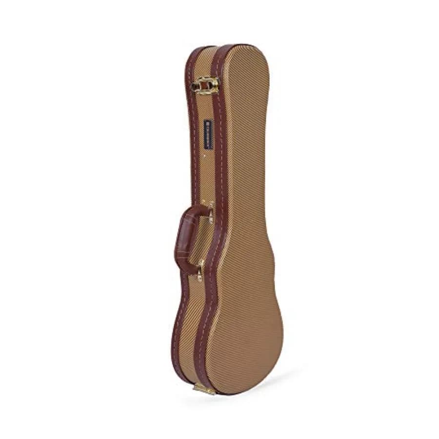 Custodia in legno Crossrock per ukulele da concerto 23/24 pollici con chiusure in acciaio inossidabile e rivestimento in spugna, colore tweed vinilico esterno