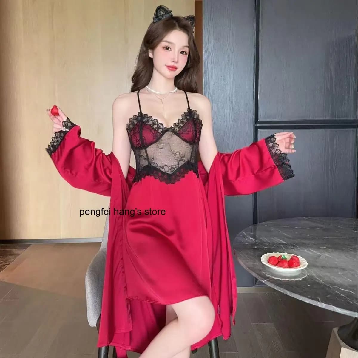 Women Summer Lace Spaghetti Strap Nightgown Soft Lightweight Sleep Dress Casual Comfort Loungewear Loose Home Sleep Outfit