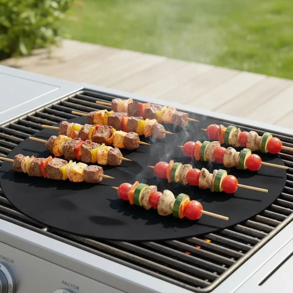 5 Piece Multi-functional Round Frying Pan Mat Nonstick Heat-resistant BBQ Mat Reusable Cutting Air Fryer Mat Cooking