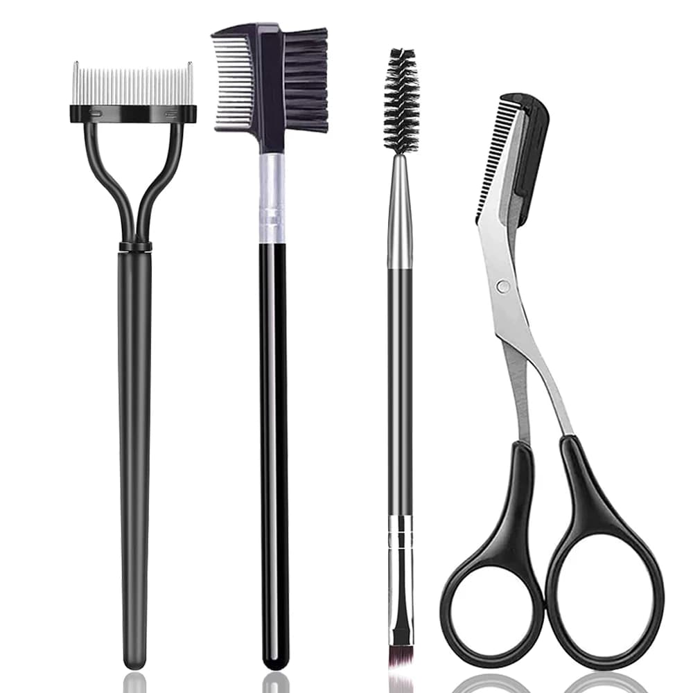 Set Professionale di Strumenti per il Trucco Occhi: Pettine, Separatore Ciglia, Pennello Sopracciglia e Forbici Rifinitrici per Donna (3/5 Pezzi)