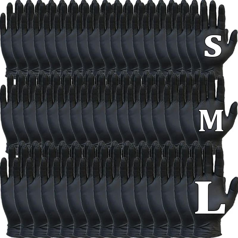 100/2PCS Guanti monouso in nitrile nero Lattice libero impermeabile per la lavorazione degli alimenti Bellezza Parrucchiere Cucina di casa Strumenti di cottura