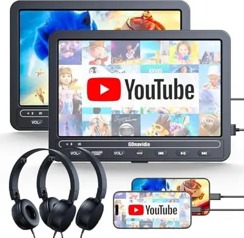 10.1" Car Portable DVD Player with HDMI, Dual Screen Synchronization, 5H Battery, USB/TF, Dual Speakers and Headphones