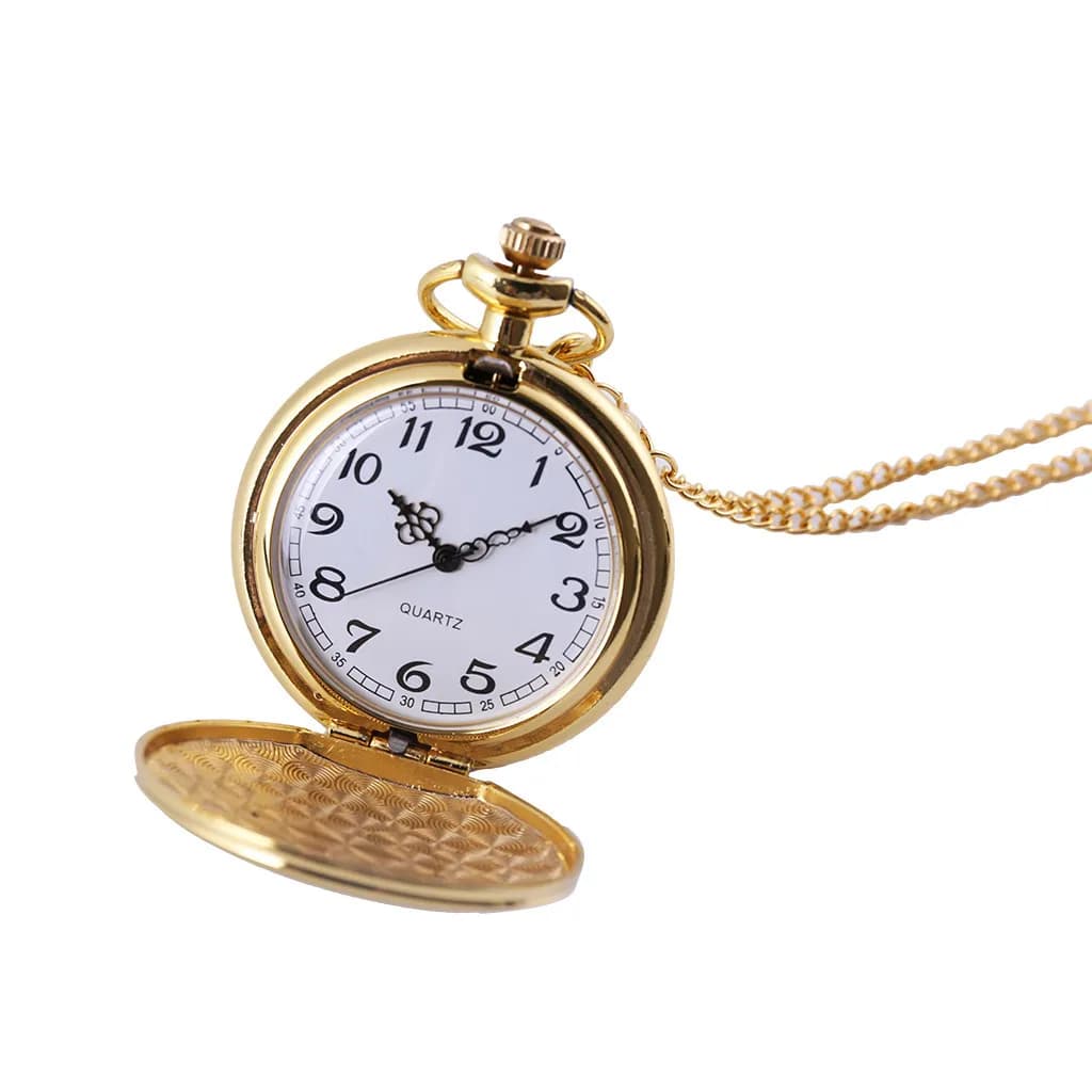 Orologio da tasca al quarzo liscio da esterno Orologio da collana da donna da uomo Orologio da polso in metallo in acciaio inossidabile con ciondolo a catena corta
