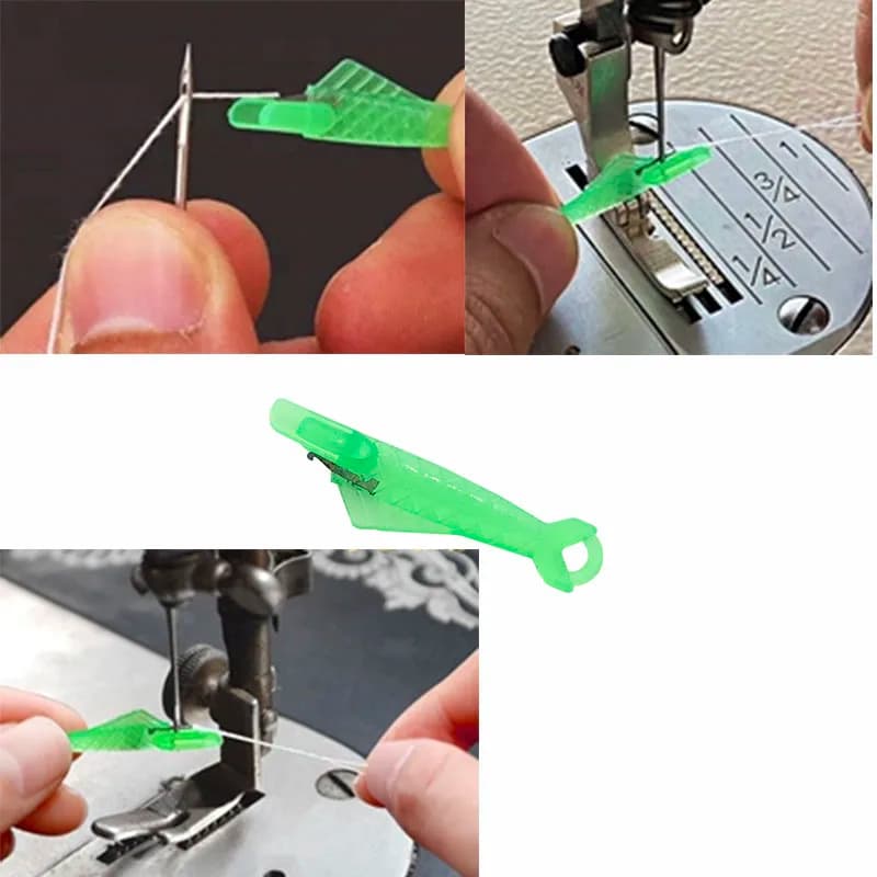 5pcs/10pcs Quickly Auto Needle Threader DIY Sewing Tools Green Fish Threader Home Hand Machine Sewing Automatic Thread Device
