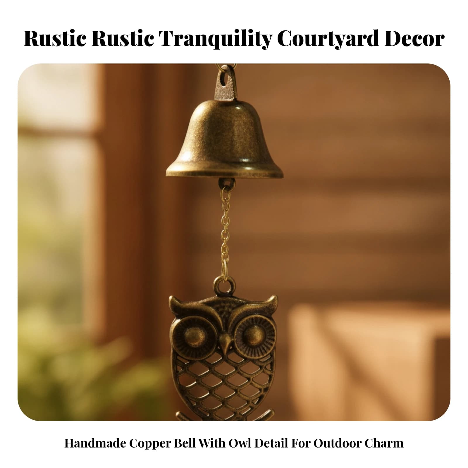 Bronze Owl Wind Chime Soothing Tones Garden Decor Decorative Outdoor Vertical Hanging Owl Wind Chime for Patio
