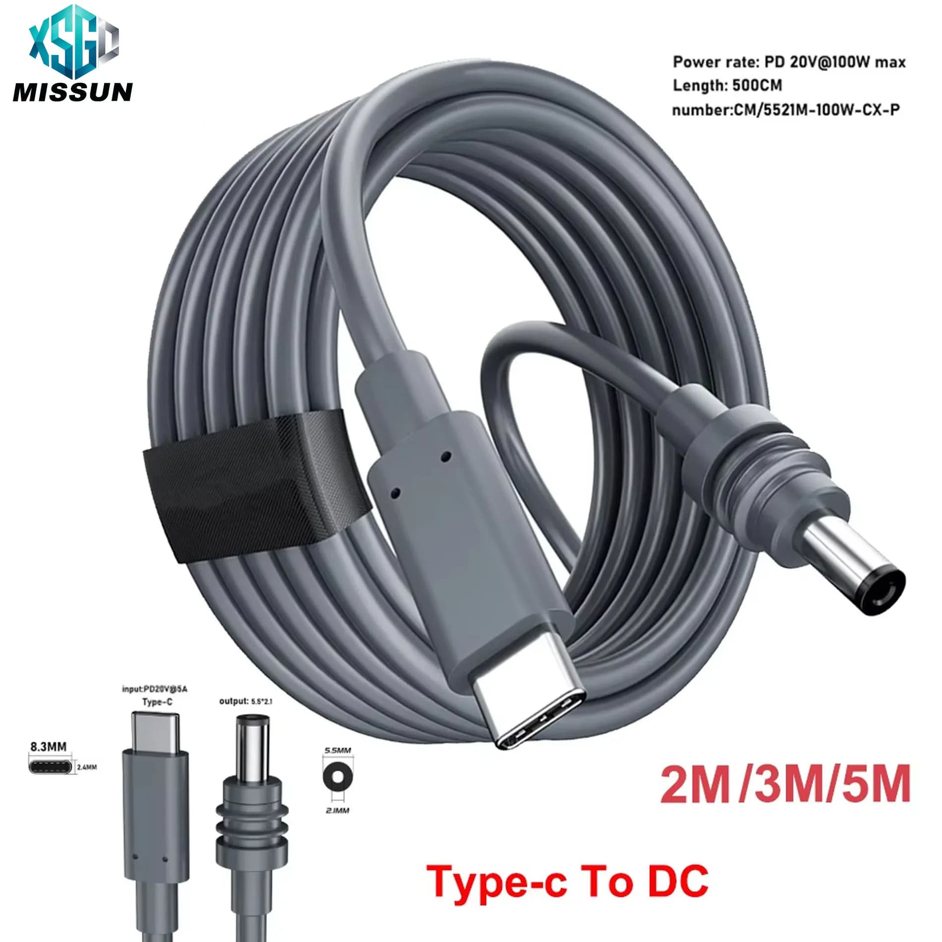 Cavo per Starlink Mini, Cavo di Alimentazione Impermeabile USB C a DC per Starlink Mini, Ingresso 100W, Cavo USB Tipo C a DC (6,6ft / 2m)