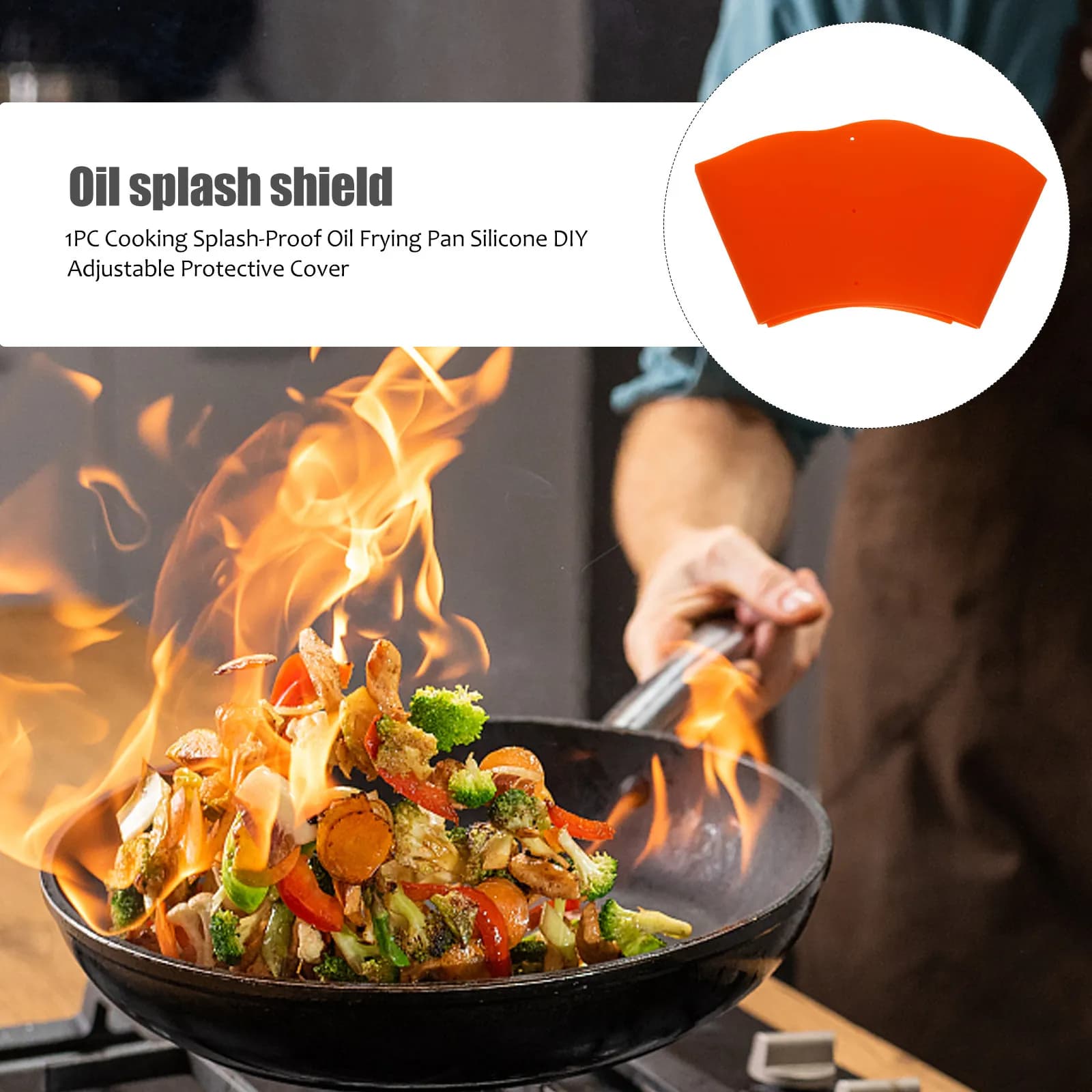 Anti-shocket silicone cover for pan, adjustable kitchen accessories, heat-resistant folding protective ring for round pots