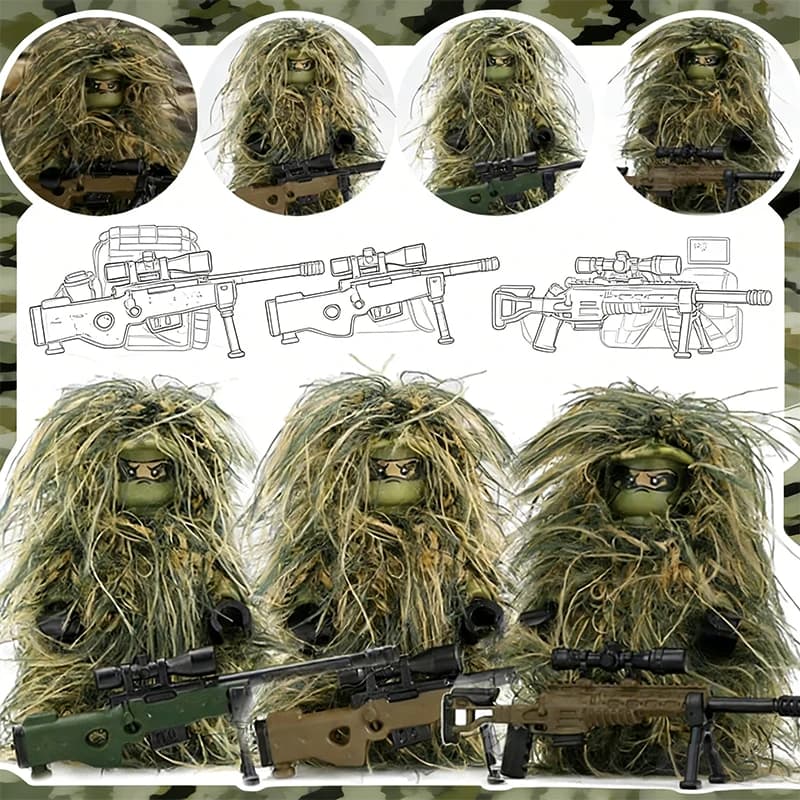 Serie Militare: Blocchi da Costruzione con Figurine di Soldati, SWAT, Forze Speciali, Fucili di Precisione, Abiti Mimetici, Tute Ghillie, Giochi e Giocattoli