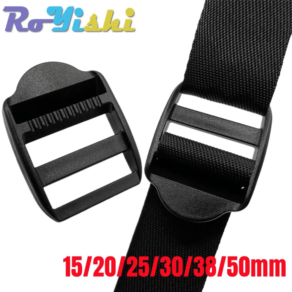 5 pezzi/pacco scaletta serratura cursore fibbie in plastica cinghie per zaino tessitura nera 15-50mm